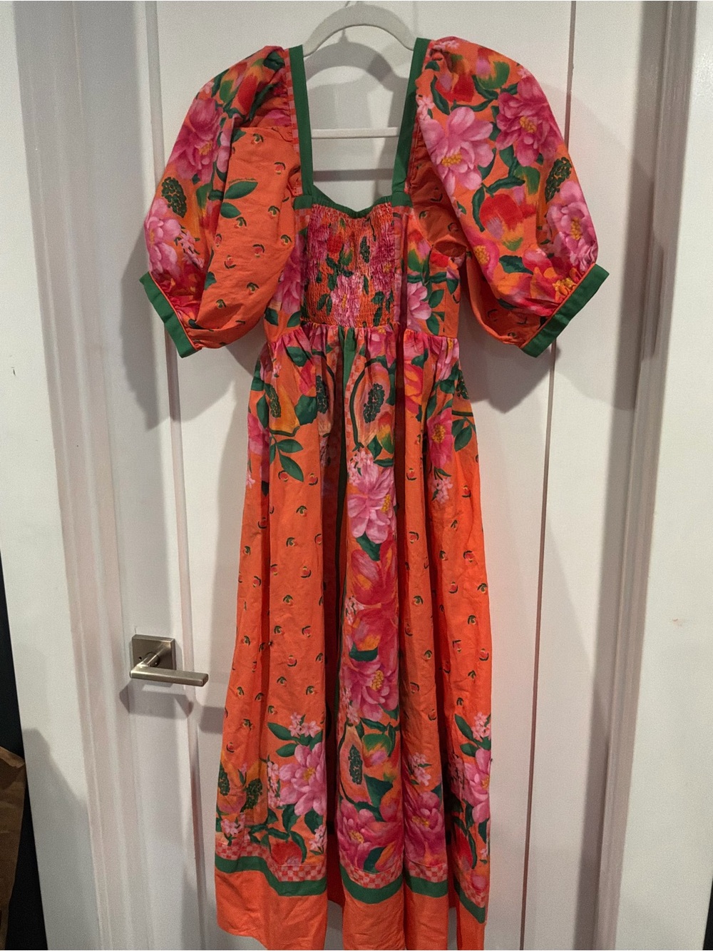 FARM Rio Orange Floral Maxi Dress with Green Trim - Picture 3 of 6